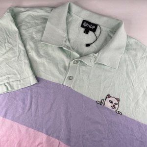 Rip N Dip Pastel Pink Green Purple Short Sleeve Polo Shirt Mens Large‎